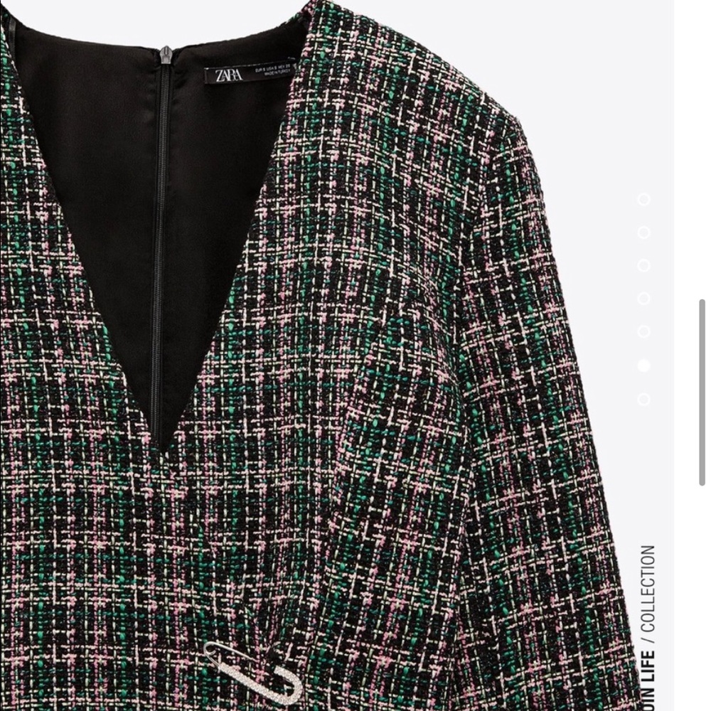 Zara Tweed Long Sleeve Blazer Dress size Medium Bloggers favorite - Picture 5 of 9